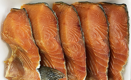 Dried salmon fillet seasoned with soy sauce 